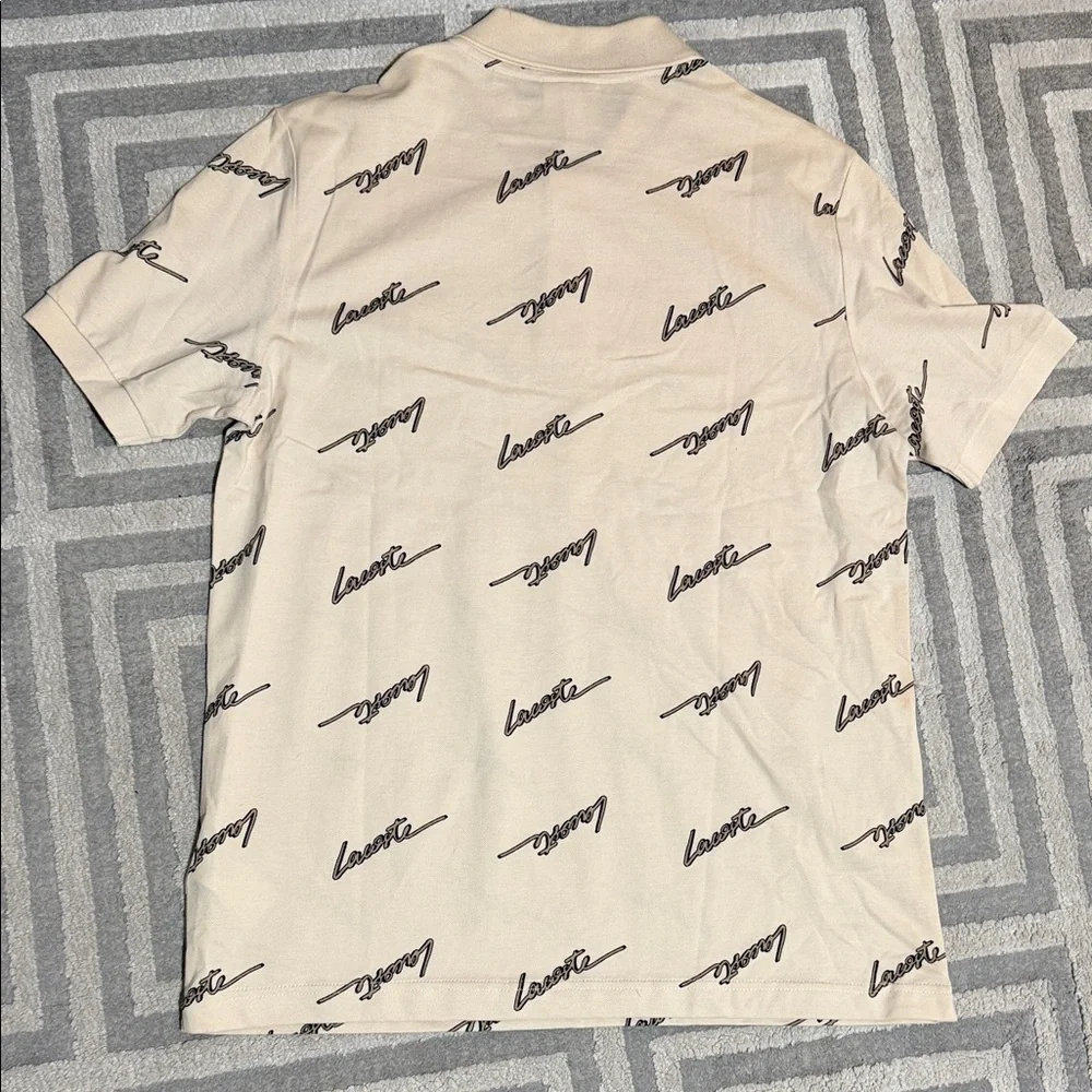 Lacoste Tan Logo Pattern Polo Shirt - Picture 5 of 5